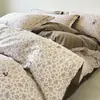 Ropa de cama de algodón cepillado grueso de cuatro piezas, edredón nórdico de algodón puro, sábana, juego de invierno de tres piezas