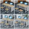 Escritorio Doble para Sala de Computadoras, Mesa de Acero para Sala de Computadoras, Mesa y Sillas de Estudio para Múltiples Personas, Mesa de Escritorio, Escritorio de Oficina Simple, Escritorio