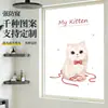 Película de Vidro Desenho Animado Que Bloqueia Completamente a Luz do Sol e a Privacidade, Porta de Varanda com Tema de Gato, Papel Fosco de Vidro Opaco Branco