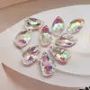 22mm Gota de Agua Galvanizada Iridiscente Agujero Único Doble Cara Forma de Malla Coloridos Accesorios para Joyería DIY Hecha a Mano Materiales para Pulseras