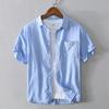 L561 nueva moda interior y exterior Camisa Joker para hombre casual de algodón y lino transpirable camisa de manga corta a rayas una generación de cabello