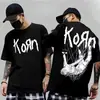 Camiseta Estampada Korn Follow the Summer Camiseta de Banda de Metal Frente e Verso Tamanhos Masculino e Feminino Camiseta de Casal Caimento Solto