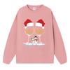 Suéter navideño para mujer de comercio exterior europeo y americano, gorro navideño, vino tinto, muñeco de nieve estampado, top de cuello redondo suelto a la moda