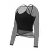 Conjunto de Yoga con Malla para Mujer, Auténtico Conjunto de Dos Piezas, Cubretop de Manga Larga, Cintura Alta, Pantalones Amplios Fluidos, Conjunto de Dos Piezas para Ejercicio de Pilates