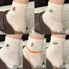 Meias Fofas de Bolinhas para Mulheres, Estilo Primavera e Verão, Meias de Algodão Puro até a Panturrilha, Estampa de Desenho Animado, Meias Curtas de Malha Finas para Verão