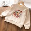 Moletom Infantil com Gola Redonda e Forro de Lã Estilo Western Desenho Animado Integrado Grão Olímpico Lã Quente Casual Pulôver para Outono Profundo e Inverno
