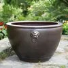 Tanque de Peces Cerámico, Tanque de Agua para Criar Peces, Tanque de Nenúfares y Lotos para Balcón, Tanque Cerámico Grande para Patio Exterior, Tanque de Agua Grande Tradicional