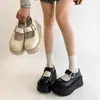 Sapatos Plataforma Tendência Femininos Petite 2025 Primavera e Outono Novos Mocassins Slip-On Cobertura Total Estilo Britânico