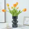 Ramo de tulipanes artificiales de tacto suave para arreglo de escenas, decoración floral, flores artificiales realistas de alta gama para paisajismo