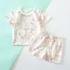 Traje de Manga Corta para Bebé, Ropa de Verano Fina para Bebé, Algodón Puro, Niños y Niñas, Shorts de Verano, Conjunto de Dos Piezas de Verano