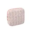 Bolsa Cosmética Portátil, Algodón Floral, Neceser para Productos de Cuidado de la Piel, Gran Capacidad para Monedas y Labiales, Bolsa de Almacenamiento para Toallas Sanitarias Menstruales