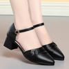 Zapatos de Mamá, Nuevo Estilo Verano 2025, Suela Suave, Sandalias Cómodas de Trabajo para Mujer, Punta Cerrada, Correa Única, Zapatos Huecos Negros de Una Sola Correa