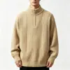 Suéter para hombre con media cremallera y cuello alto, tejido jacquard de moda, engrosado, suéter casual moderno, prenda interior para hombre