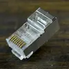 Exportación Directa de Fábrica RJ45 Chapado en Oro Ultra-Cinco Blindado Cabezal de Cristal/Carcasa de Cobre/Carcasa de Hierro 8P8C Cabezal de Cristal