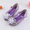 Sapatos de cristal da Cinderela para crianças, novos sapatos de salto alto para meninas, primavera e outono 2023, sapatos de dança para vestido, sapatos de princesa