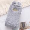 Calcetines de lana coral para mujer, informales, con dibujos animados, bordados, forrados de lana, para nieve, con orejas tridimensionales, de medio lado, para dormir en casa.