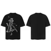 Saint Vintage Streetwear Americano Camiseta Holgada Vtg de Manga Corta para Hombre Camiseta Estampada Letra Retrato Camiseta Street