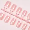 24 Piezas de Uñas Portátiles en Color Naranja Nude Perlado Estilo Ojo de Gato, Estilo Europeo, Uñas Cortas, Manicura Francesa Simple
