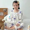 Pijamas de otoño para padres e hijos, de seda con leche, de manga larga y cuello cuadrado, para niñas de dibujos animados de tamaño mediano y grande, con aire acondicionado, para el hogar