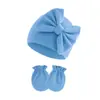 Conjunto de Gorro y Manoplas para Bebé Niña Recién Nacida Gorro de Hospital Gorro con Lazo Guantes de Bebé 0-6 Meses Gorro