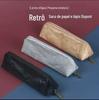Estojo de lápis de papel DuPont vintage, artigos de papelaria personalizados, grande capacidade, resistente à sujeira, bolsa de cosméticos, bolsa branca simples com zíper, novo estilo