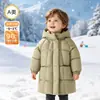 Chamarra de plumas gruesa de longitud media para niños 2026 modelo nuevo de otoño e invierno para niños, niñas y bebés, con capucha, cálida, plumón de pato blanco