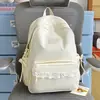 Mochila Dulce para Niñas de Secundaria y Preparatoria Estilo Coreano con Adorno de Encaje, Ambiente Fresco y Relajante, Adecuada para Salidas, Compras y Picnic