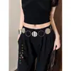 Corrente de Cintura Plissada Redonda Ajustável Europeia e Americana Transfronteiriça Moda Temperamento Cinto Nicho Estilo Minimalista Acessório de Cintura Atacado