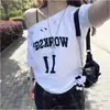 Camiseta Corta de Manga Corta con Estampado de Letras Estilo Coreano Hong Kong Hombro Caído para Mujer Verano Sexy Holgada Estilo Perezoso Top sin Hombros