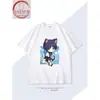 Merchandise do Jogo Genshin Impact Scaramouche Wanderer Camiseta de Manga Curta Gola Redonda Verão Adolescente Estudante Algodão Roupas Largas