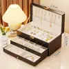 Caja de almacenamiento para joyas, organizador de escritorio de alta gama con cajones, soporte expositor para pendientes y tachuelas, organizador de collares y anillos, estante expositor y de almacenamiento para joyas