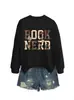 Amazon Wish site independente moda casual retrô feminina nerd de livros floral outono e inverno nova blusa de moletom