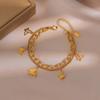 Pulsera Europea y Americana de Acero de Titanio de Venta Caliente con Mariposa de Doble Capa para Mujer, Moda Hip Hop Atmosférica, No se Desvanece, Nueva Joyería Versátil, Personalidad