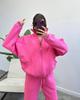 Cross-border Amazon 2024 Europeu e Americano Feminino Wear Plus Velvet Suit Moda Simples Manga Longa Wear Cor Sólida Terno Esportivo Feminino