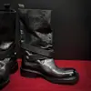 Botines cortos de piel de vaca suave con suela gruesa para aumentar la altura y estilizar, botas estilo Martin versátiles y de moda con hebilla, botines Chelsea de tacón grueso