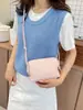 Elegante bolsa quadrada pequena de trama para mulheres, nova bolsa de ombro/transversal vintage verão 2026, bolsa simples casual tipo travesseiro