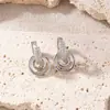 Pendientes Elegantes Coreanos Transfronterizos para Mujer Aguja de Plata S925 No se Desvanecen Doble Círculo Geométricos Estilo Simple Elegante
