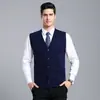 Nuevo chaleco cárdigan de punto liso de cuello en V para hombre, otoño e invierno, top sin mangas casual y elegante para papás