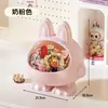 Cubo para snacks de monstruo pequeño con tapa, figura de juguete creativa transparente de gran capacidad, caja de almacenamiento de escritorio