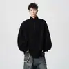 Sudadera fina de estilo americano deconstruida con media cremallera para hombre, talla grande, elegante y genial, chaqueta tipo pullover, marca de tendencia de invierno, ropa de hombre de alta gama