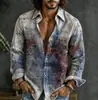 Cardigan de manga larga versátil para hombre, tendencia de moda otoñal transfronteriza, con estampado 3D de estilo vintage, directo de fábrica