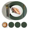 Tapete Redondo de Couro com Padrão de Vaca Levemente Luxuoso Transfronteiriço Isolado para Mesa de Jantar Ocidental Coaster de Chá Redondo Tapete de Presente