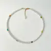 Collar Pulsera de Cuentas de Arroz Bloque de Color, Vintage, Exquisito, Sencillo, Diseño de Nicho, Collar de Perlas Blanco Cálido, Cadena para Clavícula, Moderno