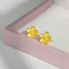 Pendientes de Flor de Cerezo Dorados de Arena Vietnamita Gama Alta Lujo Ligero Nicho Novia Boda Pendientes Dorados Regalo Venta al por Mayor