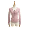 2565-Estilo Puro Desejo Moda Sexy Camiseta com Decote V e Cadarço para Mulheres 2025 Nova Sexy Slim Camisa Base Top