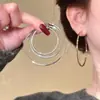 Moda Coreana y Japonesa Pendientes de Aro Grandes de Marca Exagerados de Moda 2026 Nuevo Estilo Pendientes de Círculo Grande para Mujer Aretes de Presión Aros de Oreja Accesorios para Orejas