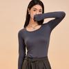 Liquidación Otoño e Invierno Base Delgada para Mujer con Ácido Hialurónico Ropa Interior Camiseta de Manga Larga Ajustada Cuello Redondo Top de Cuello Semi Alto