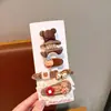 Tecido cor de café desenho animado presilha de cabelo infantil laço xadrez pérola presilha de tecido totalmente revestida presilha para franja de bebê sem danificar