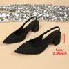 Sandalias transfronterizas de punta abierta, con tacón grueso y espalda descubierta para mujer, con tira trasera, diseño calado y tacón alto grueso, adecuadas para fiestas, el trabajo y el uso diario, con un look elegante y estiloso