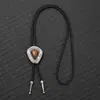 Corbata de bolo tejida de cuero retro simple para hombre, cordón de cuello de vaquero occidental con colgante de metal, accesorio de cuello de cordón de cuero, corbata